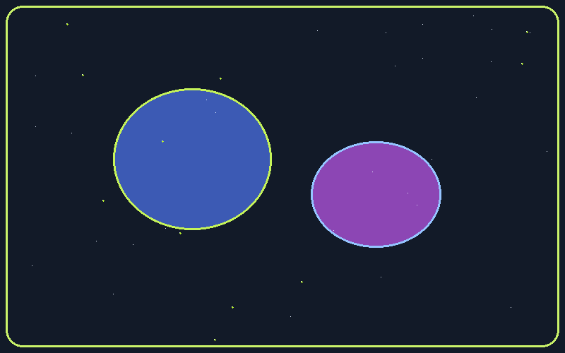 Neon deep-space coin flip panel with planets